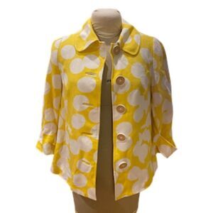 Lilly Pulitzer Linen Blend Jacket Fun Polka Dot Sz 6 Button Front Butter Yellow